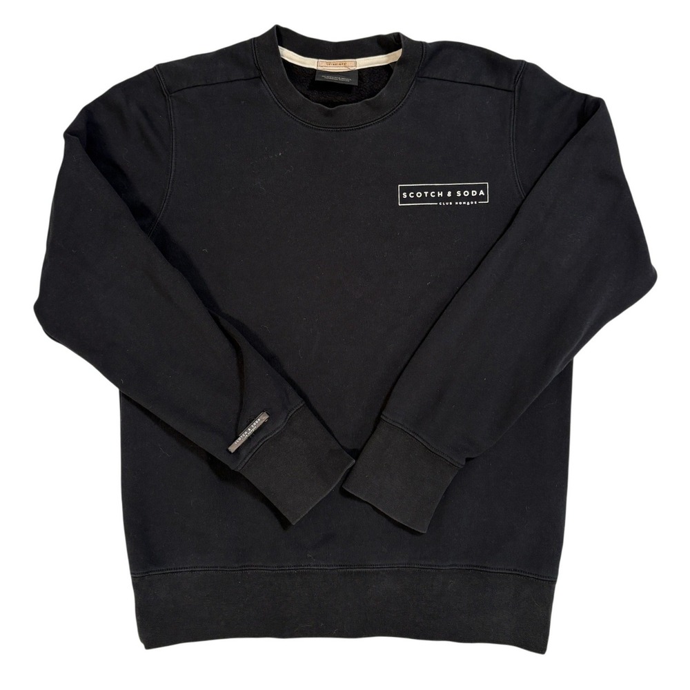 Scotch & Soda Club Nomade Black Crewneck Sweatshirt Men Medium Amsterdam Couture